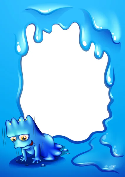 一个带有一个蓝色的怪物，面对地面边框 — 图库矢量图片
