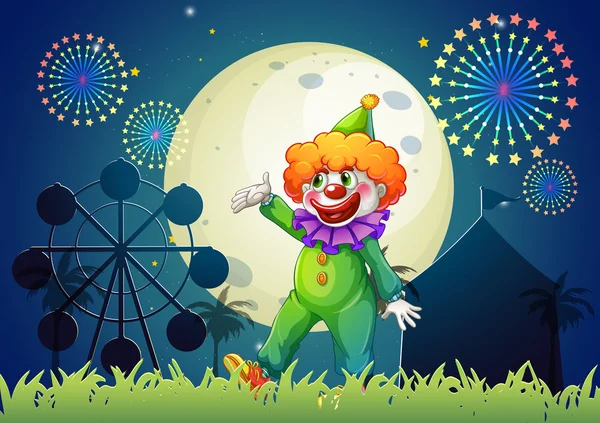 Un carnaval con un payaso divertido — Vector de stock