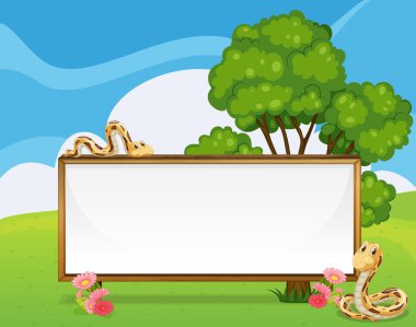 Yılanlar ile tepe üzerinde boş bir tabela