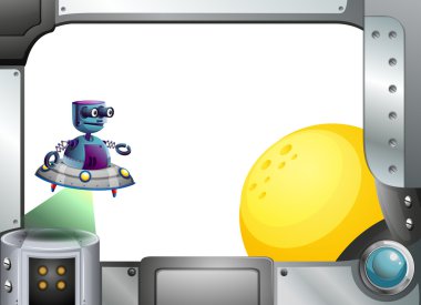 bir robot ve bir güneş metal çerçeve