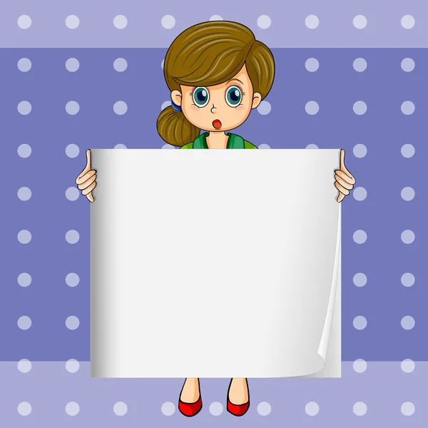 A woman holding an empty template — Stock Vector