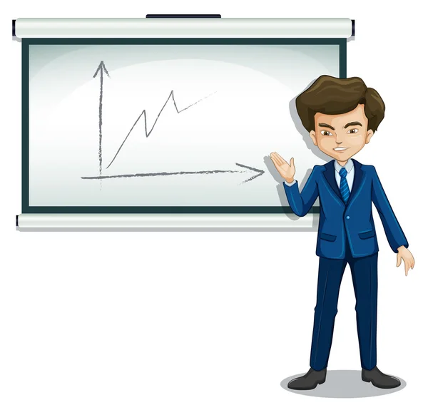 Un uomo che spiega il grafico nella bacheca — Vettoriale Stock