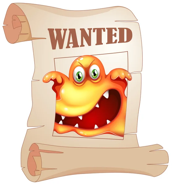 A poster with a wanted monster — Stock Vector
