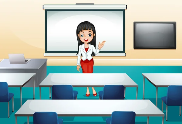 A girl in a conference room — Stock Vector