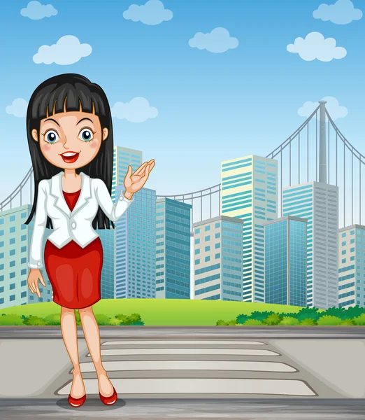 A pretty woman presenting the tall buildings — Stock Illustration A pretty woman presenting the tall buildings Stock Illustration