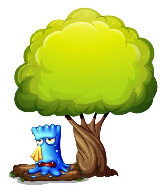 A monster crying under the tree clipart