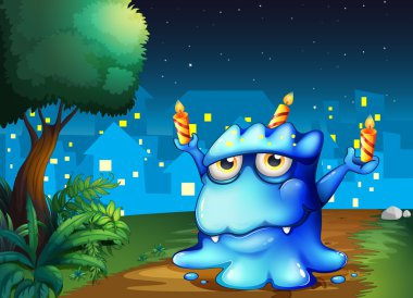 sokakta yürürken mumlar Dengeleme bir canavar