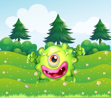 bir tepenin oynak bir canavar ile