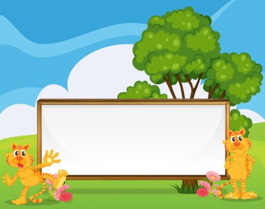 boş tabela yakınındaki tepenin adlı iki kaplan