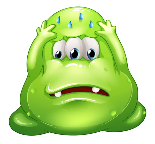 Un monstruo verde gordo fallido — Vector de stock