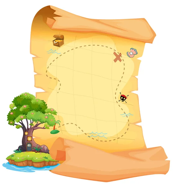 A treasure map with an island — Stock Vector