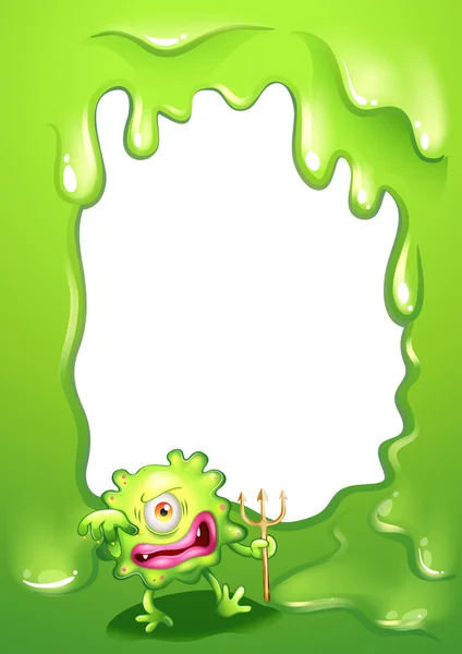 与绿色死怪物的绿色边框设计 — 图库矢量图片