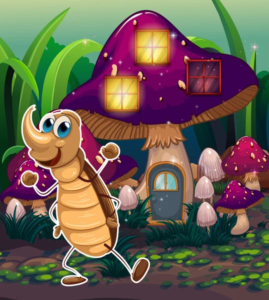 Menekşe mantar evin yanında bir hamamböceği