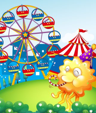 tepenin bir portakal monster ile bir eğlence parkı