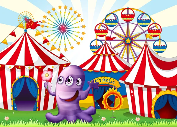 A lavender monster at the amusement park — Stock Vector