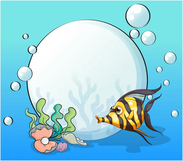 An ocean with a fish and seashells — Stock Vector