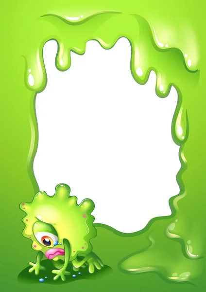 具有一种怪物的哭泣的绿色边框模板 — 图库矢量图片