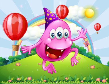 hilltop atlama mutlu pembe bere canavar
