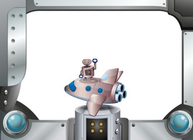 bir robot bir uzay gemisi üzerinde metal çerçeve
