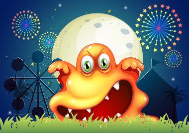 korkunç bir portakal monster ile bir eğlence parkı