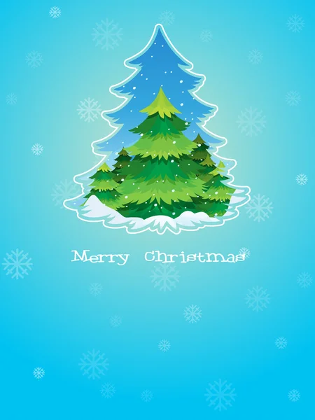 A blue christmas card template with a pine tree in the middle — Stock Vector