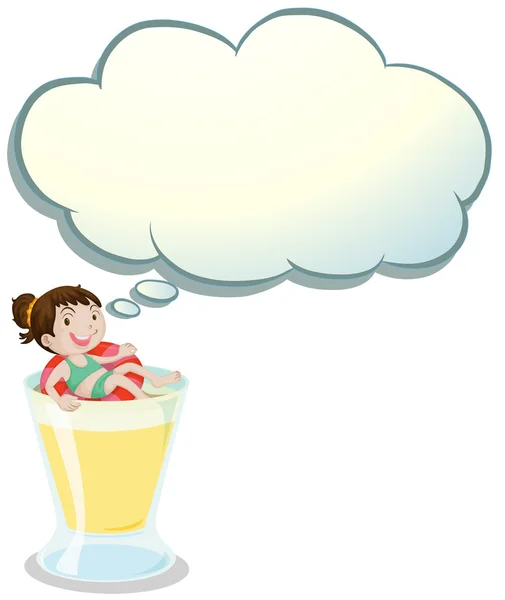 A happy girl enjoying above the glass with an empty callout — Stock Vector