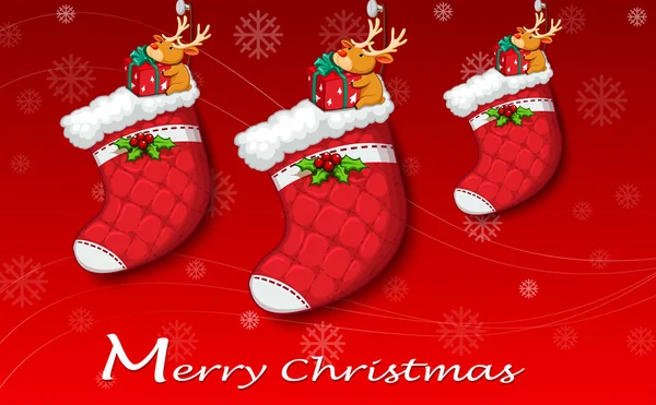 Three red christmas stockings — Stock Vector