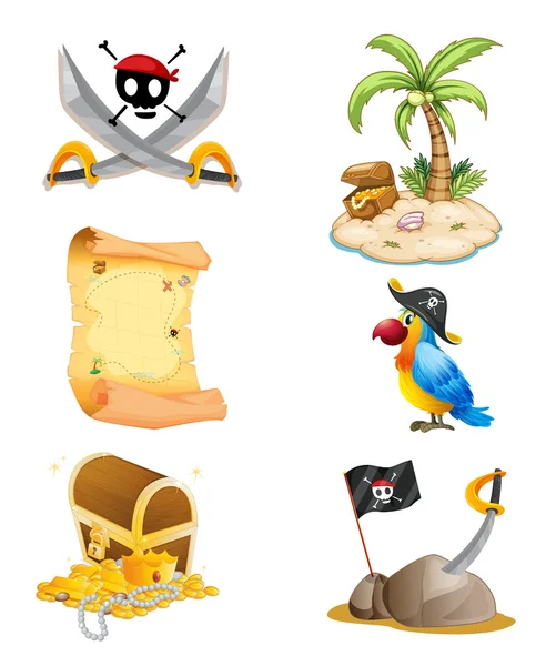 Things related to a pirate — Stock Vector