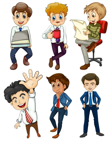 Seis hombres de negocios — Vector de stock