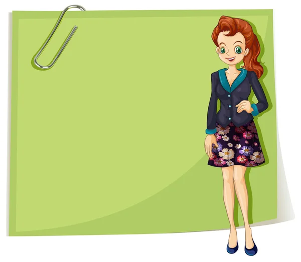 A young business girl in front of the empty template — Stock Vector