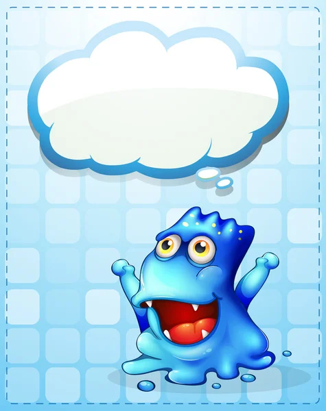 Šťastné modré monstrum s prázdnou obláček Stock Ilustrace