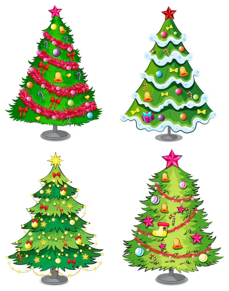 Four christmas trees — Stock Vector