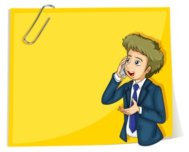 boş sı önünde bekleyen bir cep telefonu ile konuşan bir adam