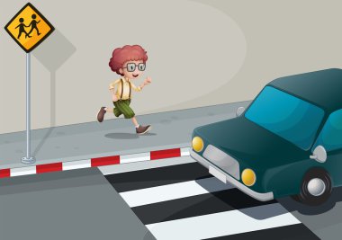 yaya lane çalışan bir çocuk