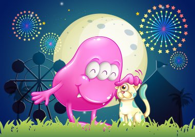 bir canavar ve a evde beslenen hayvan ile bir karnaval