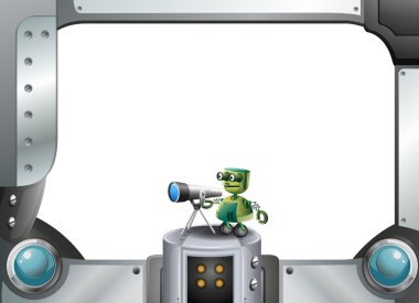 bir robot ve bir teleskop ile metal çerçeve