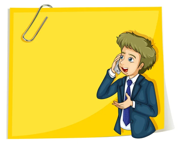 A man talking with a cellphone standing in front of the empty si — Stock Vector