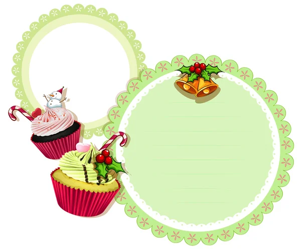 En rund juldesign med cupcakes — Stock vektor
