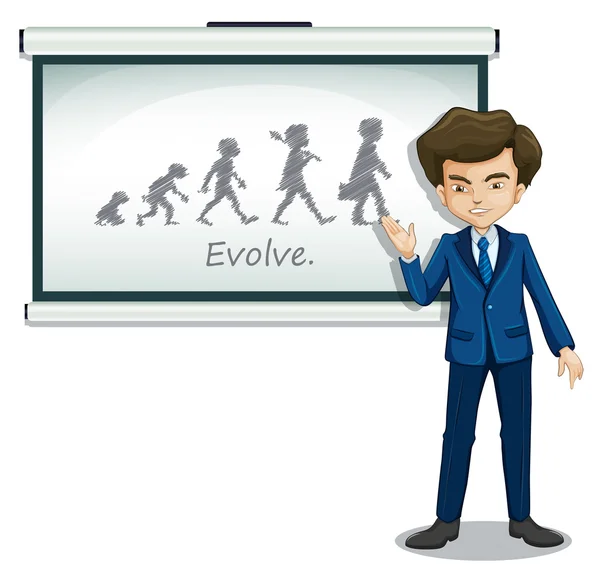 Pán vysvětlí evoluci člověka — Stockový vektor