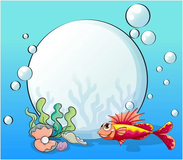 Oceán s velkým pearl a ryba — Stockový vektor