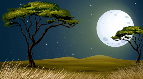 Un arbre et la pleine lune brillante — Image vectorielle