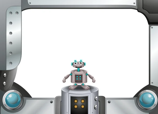 Ένα μεταλλικό πλαίσιο με ένα ρομπότ στέκεται στη μέση — Διανυσματικό Αρχείο