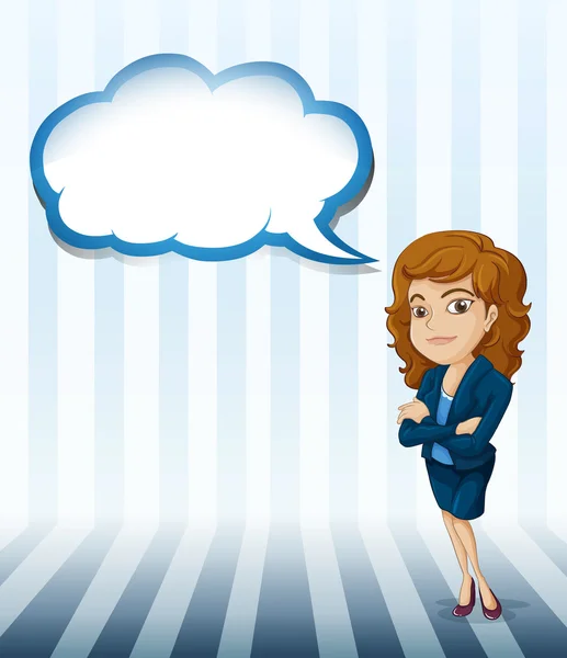 A woman with an empty cloud callout — Stock Vector
