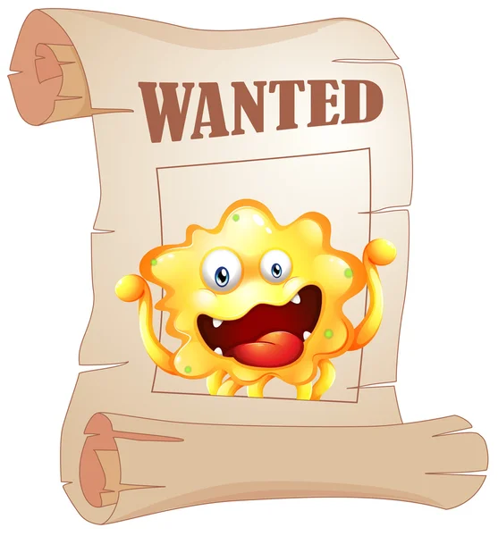 A wanted monster in a poster — Stock Vector