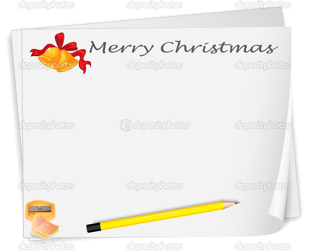 An empty christmas card template with a sharpener and a pencil