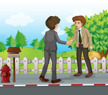 iki iş adamları el sıkışma Street