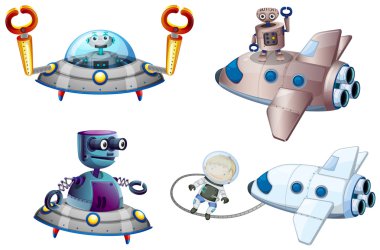 robot ve genç bir çocuk ile uzay uçak yakın: