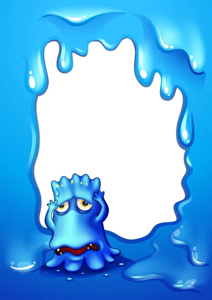 具有一个沮丧的蓝色怪物的蓝色模板 — 图库矢量图片