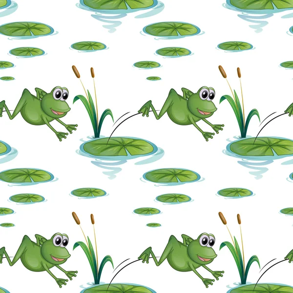 Diseño sin costuras con ranas en el estanque — Archivo Imágenes Vectoriales
