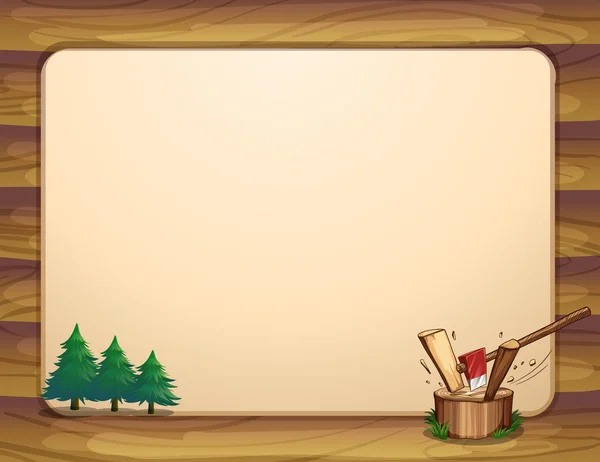 Un gabarit avec des pins et des bois coupés — Image vectorielle